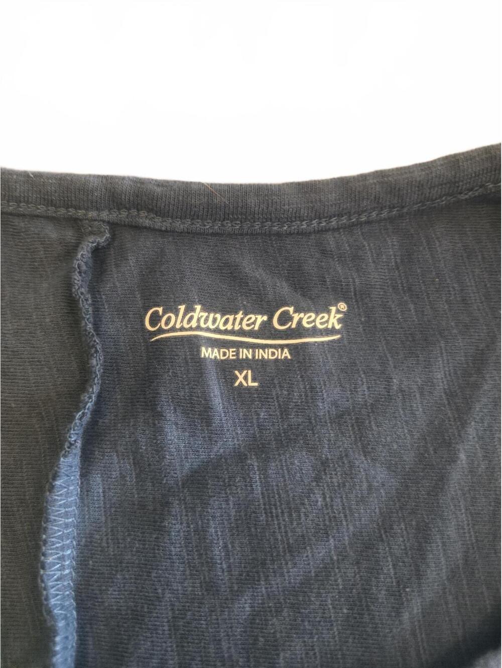 Coldwater Creek Blue Slub Knit Tunic XL Utility CottageCore - Picture 3 of 7